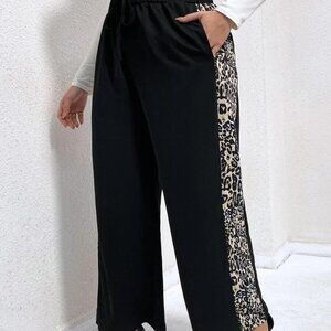 PLUS LEOPARD PRINT KNIT WAIST SWEATPANTS (NWT) 16/2X